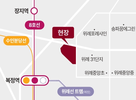 힐스테이트 송파 더그리드 위치와 복정역 주변 안내도